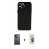 MARSİLYAN™- iPhone 13 Pro Max Kılıf Ahenk Serisi - Siyah 6D Mat Seramik Hayalet Nano Ekran Koruyucu + Neon Fosforlu Kamera Lens - YL