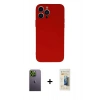MARSİLYAN™- iPhone 13 Pro Max Kılıf Ahenk Serisi - Siyah 6D Mat Seramik Hayalet Nano Ekran Koruyucu + Neon Fosforlu Kamera Lens - YL
