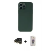 MARSİLYAN™- iPhone 13 Pro Max Kılıf Ahenk Serisi - Siyah Bilvis 3D Cam Ekran Koruyucu + Raze Metal Kamera Lens - GD