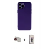 MARSİLYAN™- iPhone 13 Pro Max Kılıf Ahenk Serisi - Siyah Bilvis 3D Cam Ekran Koruyucu + Kırmızı Rainbow Kamera Lens Koruma Cam