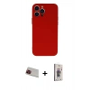 MARSİLYAN™- iPhone 13 Pro Max Kılıf Ahenk Serisi - Siyah Bilvis 3D Cam Ekran Koruyucu + Kırmızı Rainbow Kamera Lens Koruma Cam