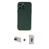 MARSİLYAN™- iPhone 13 Pro Max Kılıf Ahenk Serisi - Siyah Bilvis 3D Cam Ekran Koruyucu + Kırmızı Rainbow Kamera Lens Koruma Cam