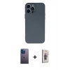 MARSİLYAN™- iPhone 13 Pro Max Kılıf Ahenk Serisi - Siyah Bilvis 3D Cam Ekran Koruyucu + Neon Fosforlu Kamera Lens - MI