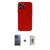 MARSİLYAN™- iPhone 13 Pro Max Kılıf Ahenk Serisi - Siyah Bilvis 3D Cam Ekran Koruyucu + Neon Fosforlu Kamera Lens - MI