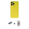 MARSİLYAN™- iPhone 13 Pro Max Kılıf Ahenk Serisi - Siyah Bilvis 3D Cam Ekran Koruyucu + Renkli Kamera Lens Koruma Cam - MI