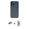 MARSİLYAN™- iPhone 13 Pro Max Kılıf Ahenk Serisi - Siyah Bilvis 3D Cam Ekran Koruyucu + Renkli Kamera Lens Koruma Cam - MI