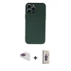 MARSİLYAN™- iPhone 13 Pro Max Kılıf Ahenk Serisi - Siyah Bilvis 3D Cam Ekran Koruyucu + Pers Alüminyum Kamera Lens - GI