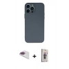 MARSİLYAN™- iPhone 13 Pro Max Kılıf Ahenk Serisi - Siyah Bilvis 3D Cam Ekran Koruyucu + Pers Alüminyum Kamera Lens - GI