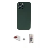 MARSİLYAN™- iPhone 13 Pro Max Kılıf Ahenk Serisi - Siyah Bilvis 3D Cam Ekran Koruyucu + Pers Alüminyum Kamera Lens - KI