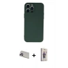 MARSİLYAN™- iPhone 13 Pro Max Kılıf Ahenk Serisi - Siyah Bilvis 3D Cam Ekran Koruyucu + Rainbow Kamera Lens Koruma Cam - MR