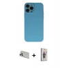 MARSİLYAN™- iPhone 13 Pro Max Kılıf Ahenk Serisi - Siyah Bilvis 3D Cam Ekran Koruyucu + Rainbow Kamera Lens Koruma Cam - BZ