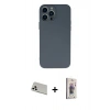 MARSİLYAN™- iPhone 13 Pro Max Kılıf Ahenk Serisi - Siyah Bilvis 3D Cam Ekran Koruyucu + Rainbow Kamera Lens Koruma Cam - BZ