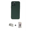 MARSİLYAN™- iPhone 13 Pro Max Kılıf Ahenk Serisi - Siyah Bilvis 3D Cam Ekran Koruyucu + Rainbow Kamera Lens Koruma Cam - BZ