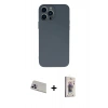 MARSİLYAN™- iPhone 13 Pro Max Kılıf Ahenk Serisi - Siyah Bilvis 3D Cam Ekran Koruyucu + Rainbow Kamera Lens Koruma Cam - MR