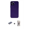 MARSİLYAN™- iPhone 13 Pro Max Kılıf Ahenk Serisi - Siyah Bilvis 3D Cam Ekran Koruyucu + Renkli Kamera Lens Koruma Cam - PE