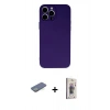 MARSİLYAN™- iPhone 13 Pro Max Kılıf Ahenk Serisi - Siyah Bilvis 3D Cam Ekran Koruyucu + Renkli Kamera Lens Koruma Cam - YL