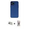 MARSİLYAN™- iPhone 13 Pro Max Kılıf Ahenk Serisi - Siyah Bilvis 3D Cam Ekran Koruyucu + Rose Gold Rainbow Kamera Lens Koruma Cam