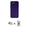 MARSİLYAN™- iPhone 13 Pro Max Kılıf Ahenk Serisi - Siyah Bilvis 3D Cam Ekran Koruyucu + Rose Gold Rainbow Kamera Lens Koruma Cam