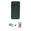MARSİLYAN™- iPhone 13 Pro Max Kılıf Ahenk Serisi - Siyah Bilvis 3D Cam Ekran Koruyucu + Rose Gold Rainbow Kamera Lens Koruma Cam