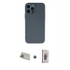 MARSİLYAN™- iPhone 13 Pro Max Kılıf Ahenk Serisi - Siyah Bilvis 3D Cam Ekran Koruyucu + Rose Gold Rainbow Kamera Lens Koruma Cam