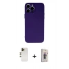 MARSİLYAN™- iPhone 13 Pro Max Kılıf Ahenk Serisi - Siyah Bilvis 3D Cam Ekran Koruyucu + Shine Kamera Lens - GD