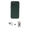 MARSİLYAN™- iPhone 13 Pro Max Kılıf Ahenk Serisi - Siyah Bilvis 3D Cam Ekran Koruyucu + Pers Alüminyum Kamera Lens - SABE