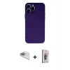 MARSİLYAN™- iPhone 13 Pro Max Kılıf Ahenk Serisi - Siyah Bilvis 3D Cam Ekran Koruyucu + Pers Alüminyum Kamera Lens - SABE