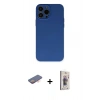 MARSİLYAN™- iPhone 13 Pro Max Kılıf Ahenk Serisi - Siyah Bilvis 3D Cam Ekran Koruyucu + Turuncu Renkli Kamera Lens Koruma Cam