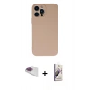 MARSİLYAN™- iPhone 13 Pro Max Kılıf Ahenk Serisi - Siyah Bilvis 3D Mat Cam Ekran Koruyucu + Gökkuşağı Pers Alüminyum Kamera Lens