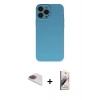 MARSİLYAN™- iPhone 13 Pro Max Kılıf Ahenk Serisi - Siyah Bilvis 3D Mat Cam Ekran Koruyucu + Gökkuşağı Pers Alüminyum Kamera Lens
