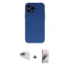 MARSİLYAN™- iPhone 13 Pro Max Kılıf Ahenk Serisi - Siyah Bilvis 3D Mat Cam Ekran Koruyucu + Gökkuşağı Pers Alüminyum Kamera Lens