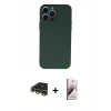 MARSİLYAN™- iPhone 13 Pro Max Kılıf Ahenk Serisi - Siyah Bilvis 3D Mat Cam Ekran Koruyucu + Gold Raze Metal Kamera Lens