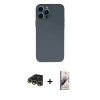 MARSİLYAN™- iPhone 13 Pro Max Kılıf Ahenk Serisi - Siyah Bilvis 3D Mat Cam Ekran Koruyucu + Gold Raze Metal Kamera Lens