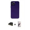 MARSİLYAN™- iPhone 13 Pro Max Kılıf Ahenk Serisi - Siyah Bilvis 3D Mat Cam Ekran Koruyucu + Gold Raze Metal Kamera Lens