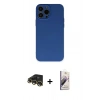 MARSİLYAN™- iPhone 13 Pro Max Kılıf Ahenk Serisi - Siyah Bilvis 3D Mat Cam Ekran Koruyucu + Gold Raze Metal Kamera Lens