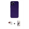 MARSİLYAN™- iPhone 13 Pro Max Kılıf Ahenk Serisi - Siyah Bilvis 3D Mat Cam Ekran Koruyucu + Pers Alüminyum Kamera Lens - KI