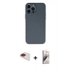 MARSİLYAN™- iPhone 13 Pro Max Kılıf Ahenk Serisi - Siyah Bilvis 3D Mat Cam Ekran Koruyucu + Pers Alüminyum Kamera Lens - KI