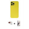 MARSİLYAN™- iPhone 13 Pro Max Kılıf Ahenk Serisi - Siyah Bilvis 3D Mat Cam Ekran Koruyucu + Pers Alüminyum Kamera Lens - KI