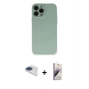 MARSİLYAN™- iPhone 13 Pro Max Kılıf Ahenk Serisi - Siyah Bilvis 3D Mat Cam Ekran Koruyucu + Lacivert Pers Alüminyum Kamera Lens