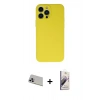 MARSİLYAN™- iPhone 13 Pro Max Kılıf Ahenk Serisi - Siyah Bilvis 3D Mat Cam Ekran Koruyucu + Rainbow Kamera Lens Koruma Cam - MR