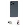 MARSİLYAN™- iPhone 13 Pro Max Kılıf Ahenk Serisi - Siyah Bilvis 3D Mat Cam Ekran Koruyucu + Rainbow Kamera Lens Koruma Cam - MR