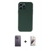 MARSİLYAN™- iPhone 13 Pro Max Kılıf Ahenk Serisi - Siyah Bilvis 3D Mat Cam Ekran Koruyucu + Neon Fosforlu Kamera Lens - BZ