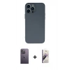 MARSİLYAN™- iPhone 13 Pro Max Kılıf Ahenk Serisi - Siyah Bilvis 3D Mat Cam Ekran Koruyucu + Neon Fosforlu Kamera Lens - BZ