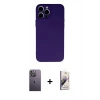 MARSİLYAN™- iPhone 13 Pro Max Kılıf Ahenk Serisi - Siyah Bilvis 3D Mat Cam Ekran Koruyucu + Neon Fosforlu Kamera Lens - BZ