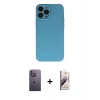 MARSİLYAN™- iPhone 13 Pro Max Kılıf Ahenk Serisi - Siyah Bilvis 3D Mat Cam Ekran Koruyucu + Neon Fosforlu Kamera Lens - BZ