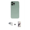 MARSİLYAN™- iPhone 13 Pro Max Kılıf Ahenk Serisi - Siyah Bilvis 3D Mat Cam Ekran Koruyucu + Pers Alüminyum Kamera Lens - SABE