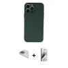 MARSİLYAN™- iPhone 13 Pro Max Kılıf Ahenk Serisi - Siyah Bilvis 3D Mat Cam Ekran Koruyucu + Pers Alüminyum Kamera Lens - GD
