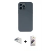 MARSİLYAN™- iPhone 13 Pro Max Kılıf Ahenk Serisi - Siyah Bilvis 3D Mat Cam Ekran Koruyucu + Pers Alüminyum Kamera Lens - SABE