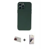 MARSİLYAN™- iPhone 13 Pro Max Kılıf Ahenk Serisi - Siyah Bilvis 3D Mat Cam Ekran Koruyucu + Rainbow Kamera Lens Koruma Cam - KI