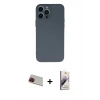 MARSİLYAN™- iPhone 13 Pro Max Kılıf Ahenk Serisi - Siyah Bilvis 3D Mat Cam Ekran Koruyucu + Rainbow Kamera Lens Koruma Cam - KI